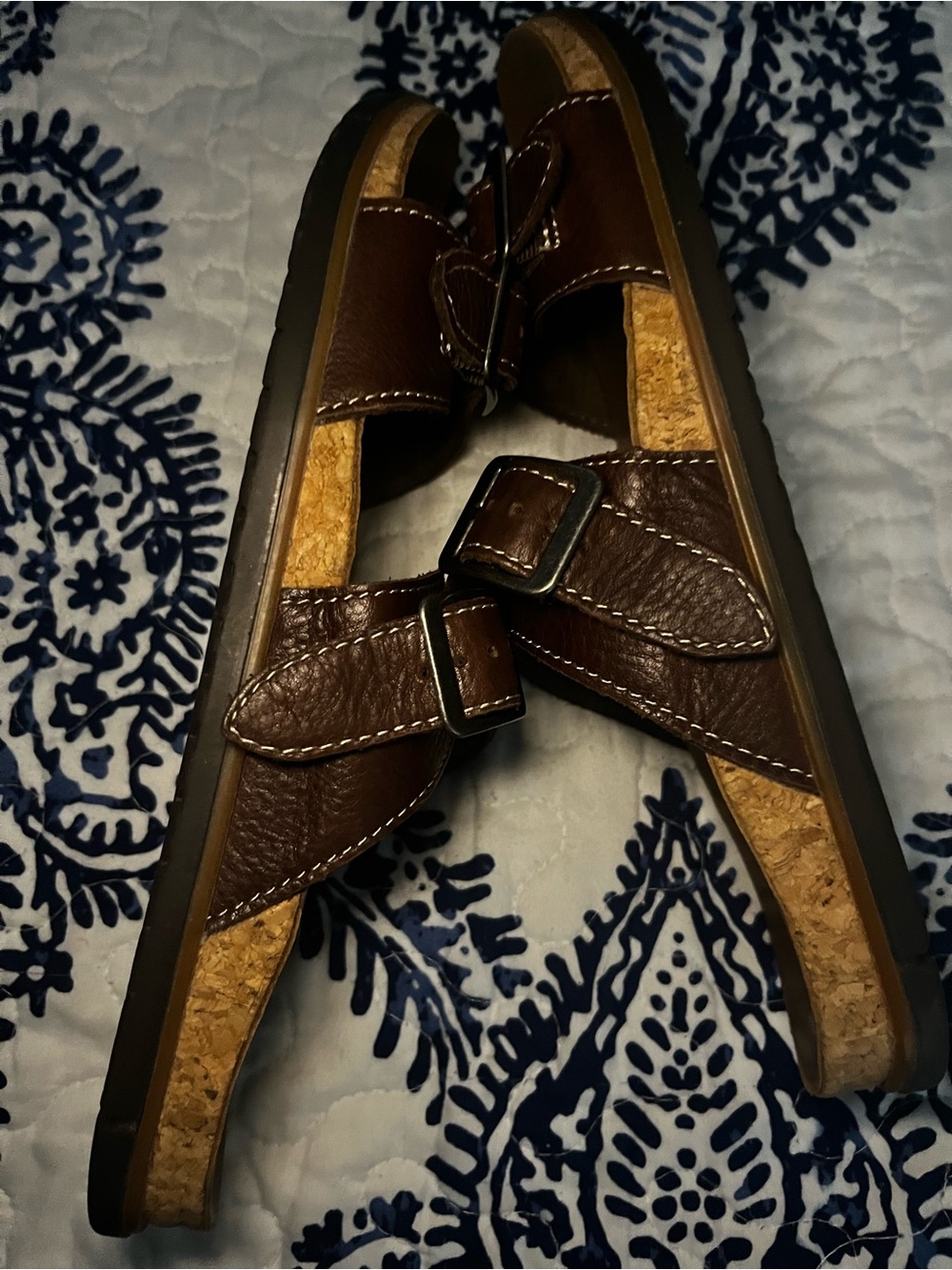 L.L. Bean Dark Brown Double-Buckle Leather Slide Sandals - Picture 7 of 10